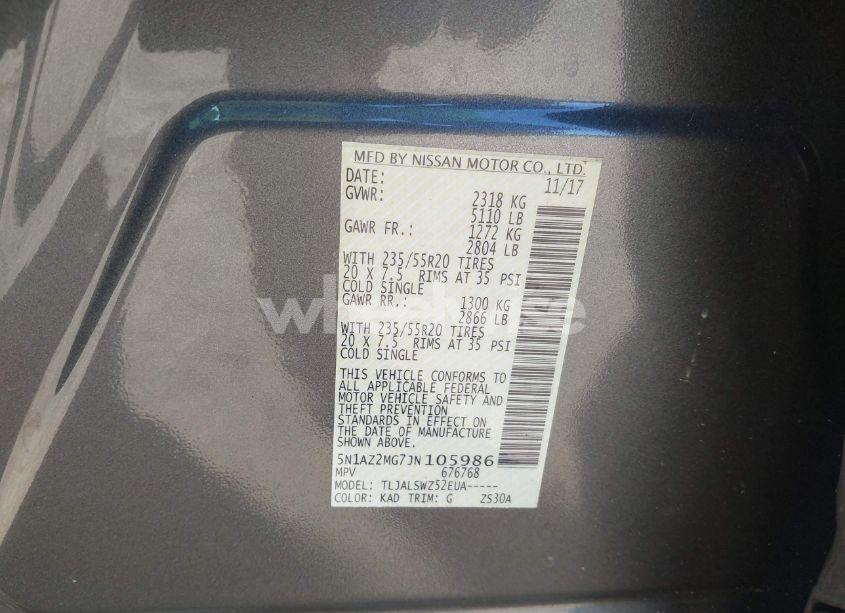 Photo 9 of 2018 Nissan Murano PLATINUM (VIN 5N1AZ2MG7JN105986)