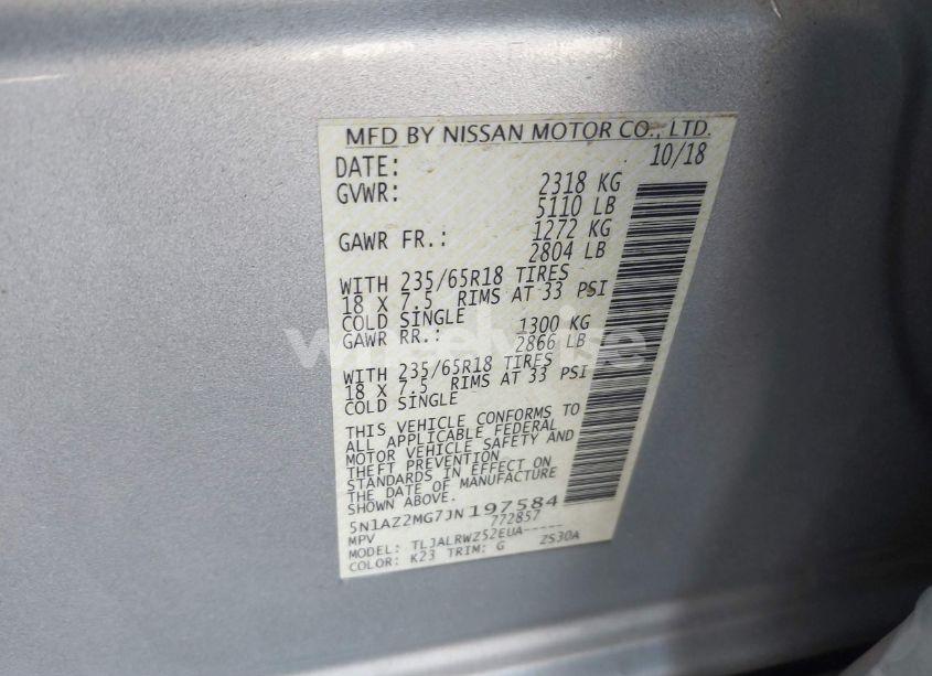 Photo 9 of 2018 Nissan Murano SL (VIN 5N1AZ2MG7JN197584)