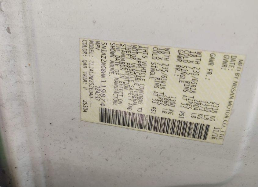 Photo 9 of 2017 Nissan Murano S (VIN 5N1AZ2MG8HN119874)