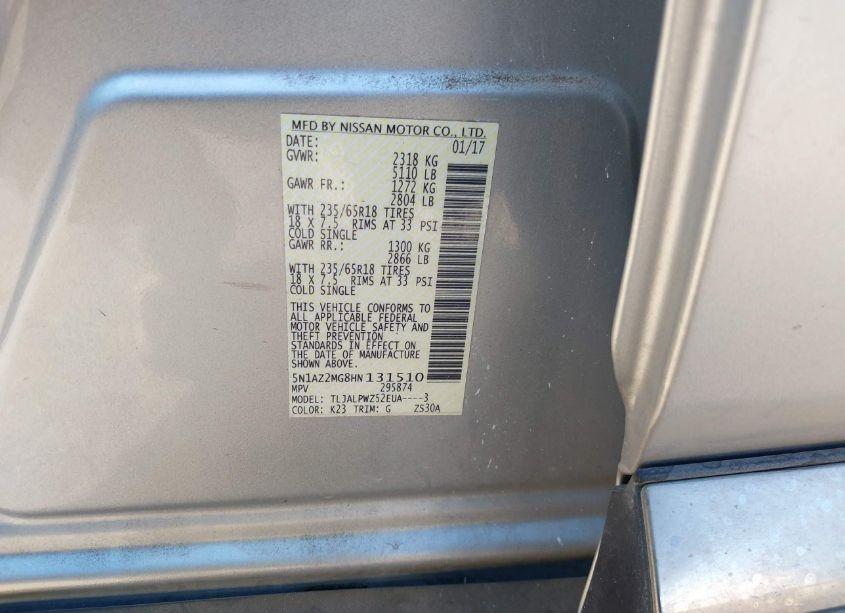 Photo 9 of 2017 Nissan Murano S (VIN 5N1AZ2MG8HN131510)