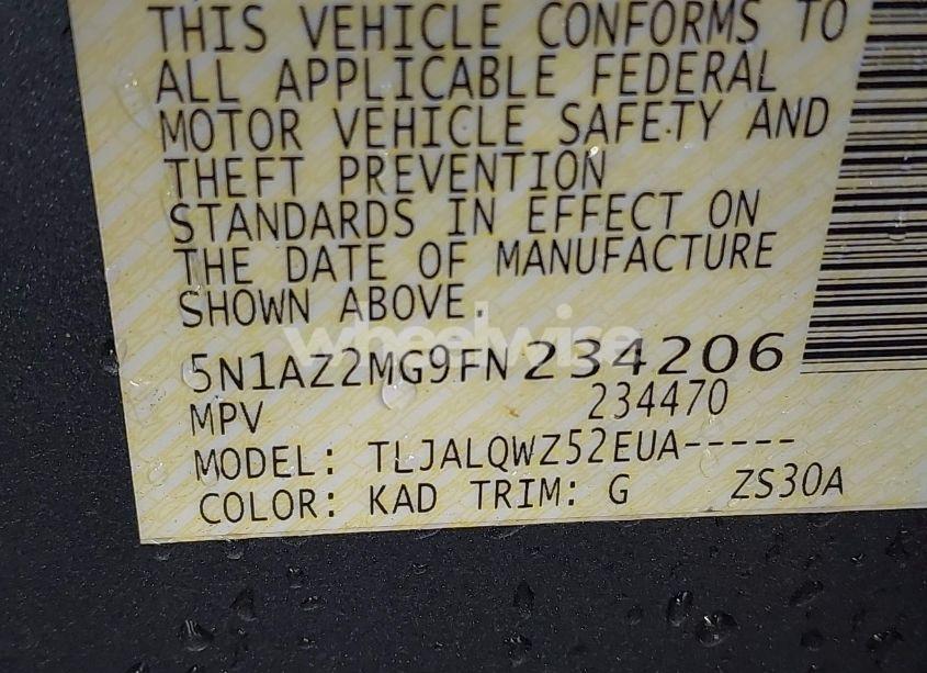 Photo 9 of 2015 Nissan Murano SV (VIN 5N1AZ2MG9FN234206)