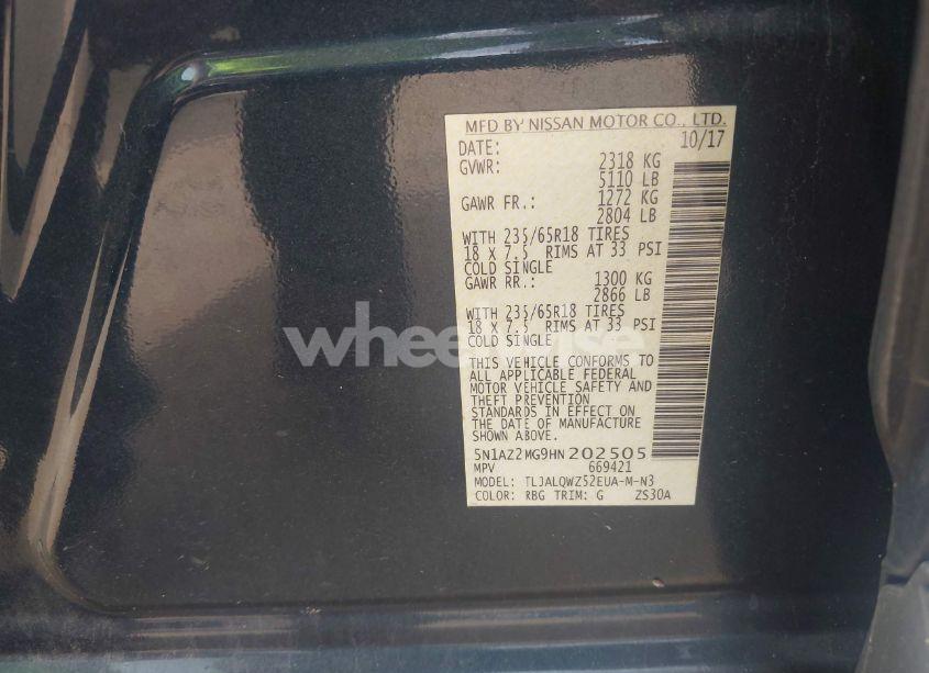 Photo 9 of 2017 Nissan Murano SV (VIN 5N1AZ2MG9HN202505)