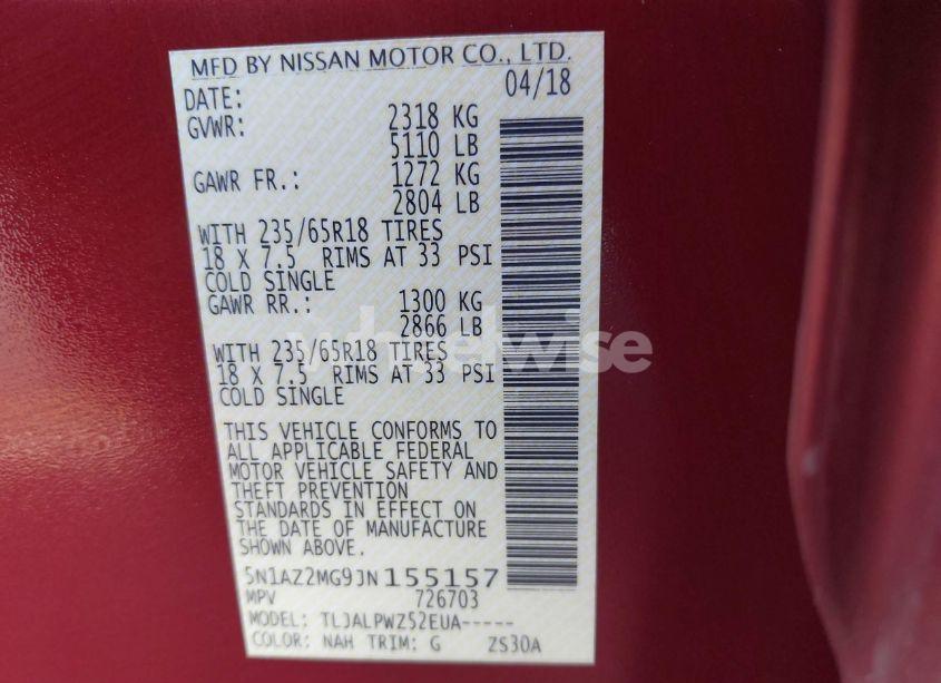 Photo 9 of 2018 Nissan Murano S (VIN 5N1AZ2MG9JN155157)