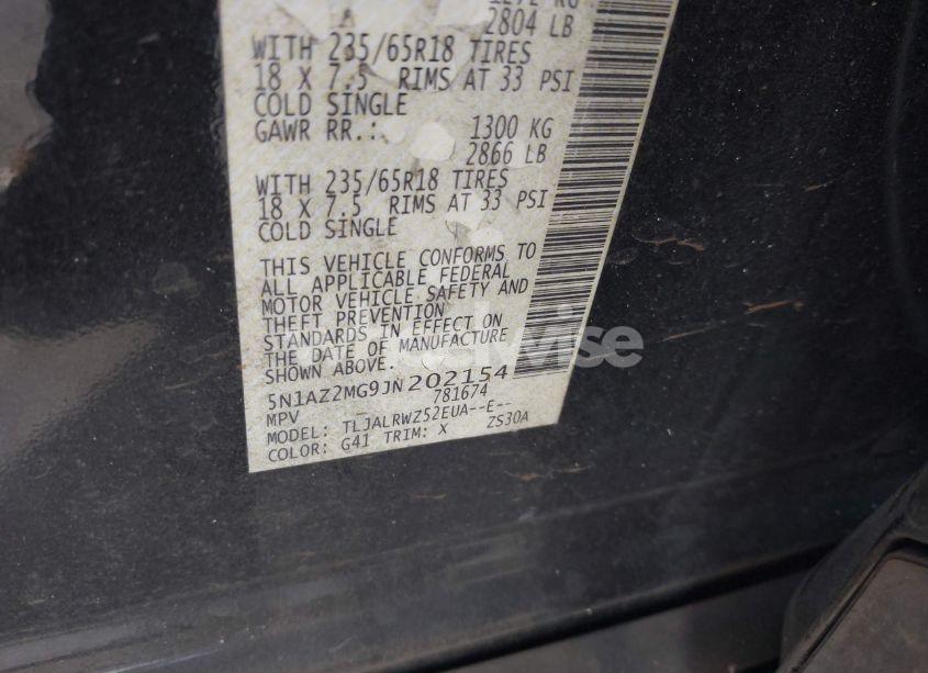 Photo 9 of 2018 Nissan Murano SL (VIN 5N1AZ2MG9JN202154)