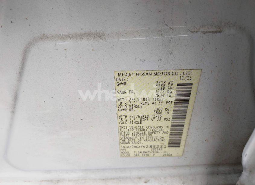 Photo 9 of 2015 Nissan Murano SL (VIN 5N1AZ2MGXFN285231)