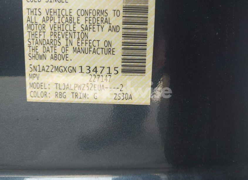 Photo 9 of 2016 Nissan Murano S (VIN 5N1AZ2MGXGN134715)