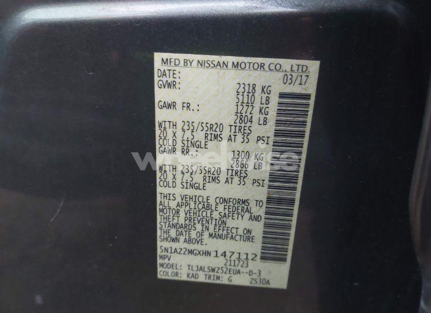 Photo 9 of 2017 Nissan Murano PLATINUM (VIN 5N1AZ2MGXHN147112)