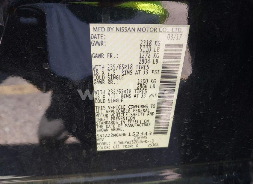 Photo 9 of 2017 Nissan Murano S (VIN 5N1AZ2MGXHN152343)