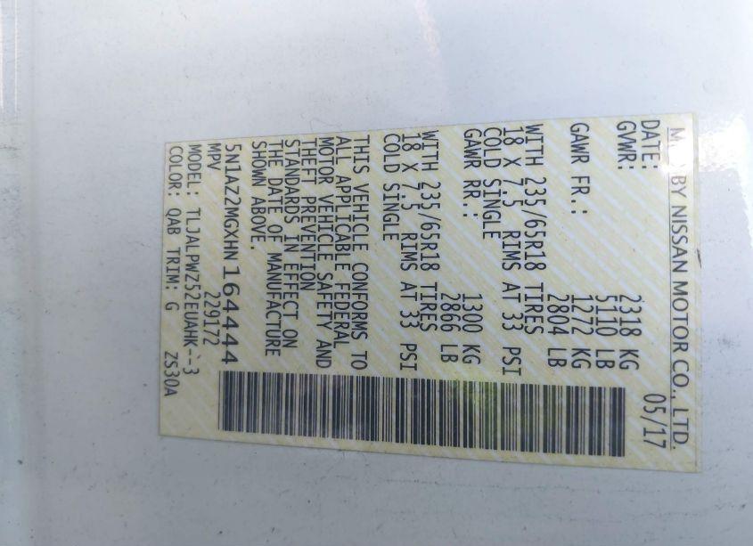 Photo 9 of 2017 Nissan Murano S (VIN 5N1AZ2MGXHN164444)