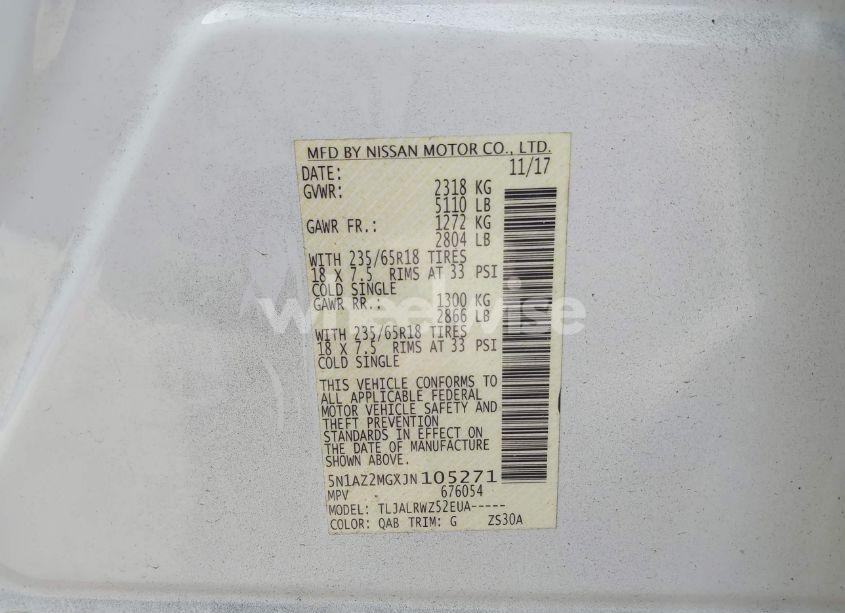 Photo 9 of 2018 Nissan Murano SL (VIN 5N1AZ2MGXJN105271)