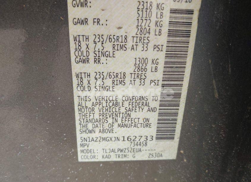 Photo 9 of 2018 Nissan Murano S (VIN 5N1AZ2MGXJN162733)