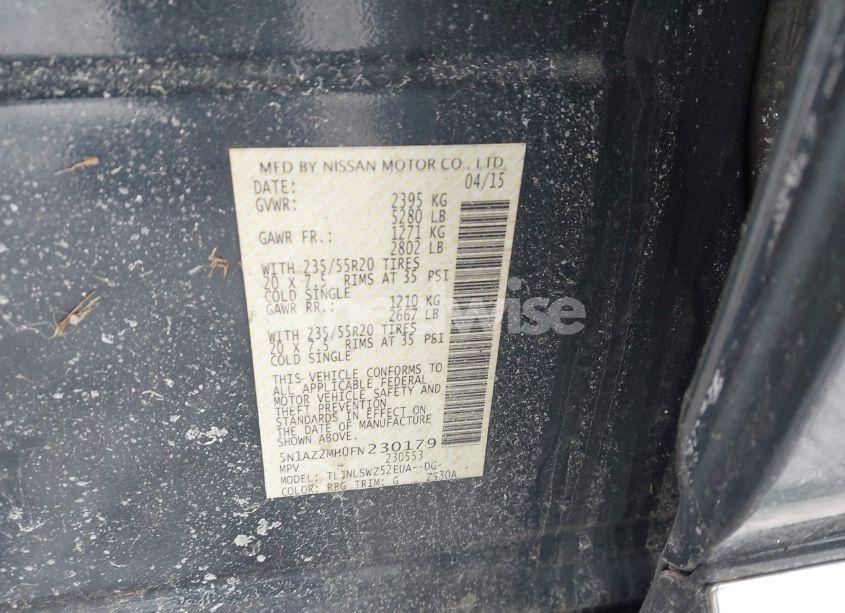 Photo 9 of 2015 Nissan Murano PLATINUM (VIN 5N1AZ2MH0FN230179)