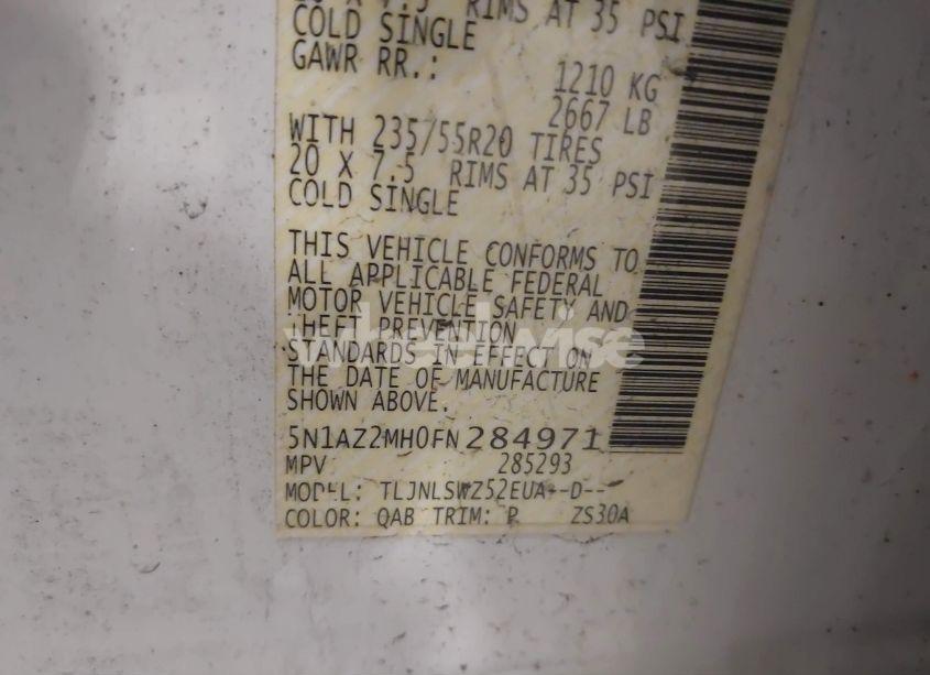 Photo 9 of 2015 Nissan Murano PLATINUM (VIN 5N1AZ2MH0FN284971)