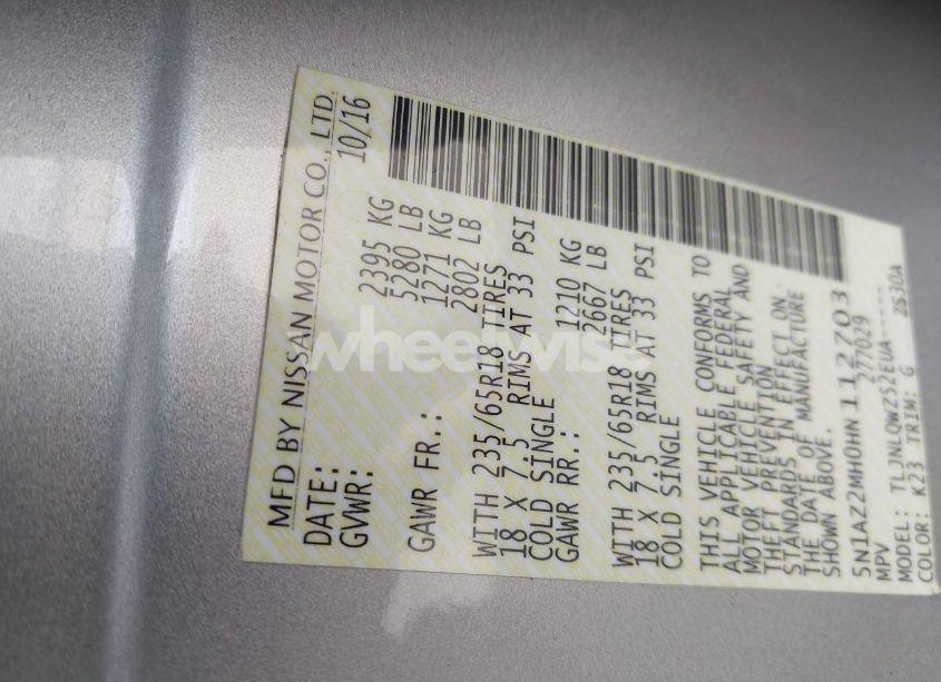 Photo 9 of 2017 Nissan Murano SV (VIN 5N1AZ2MH0HN112703)