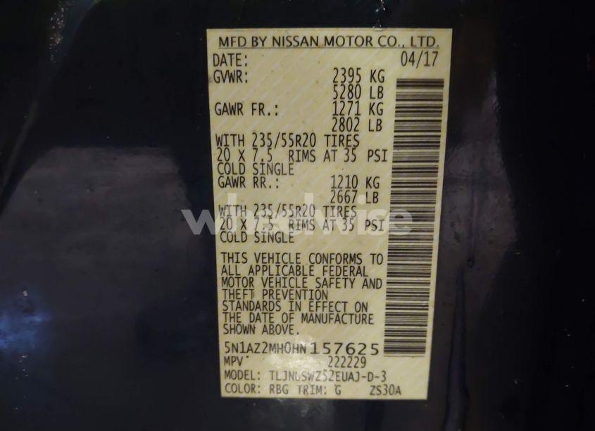 Photo 9 of 2017 Nissan Murano PLATINUM (VIN 5N1AZ2MH0HN157625)