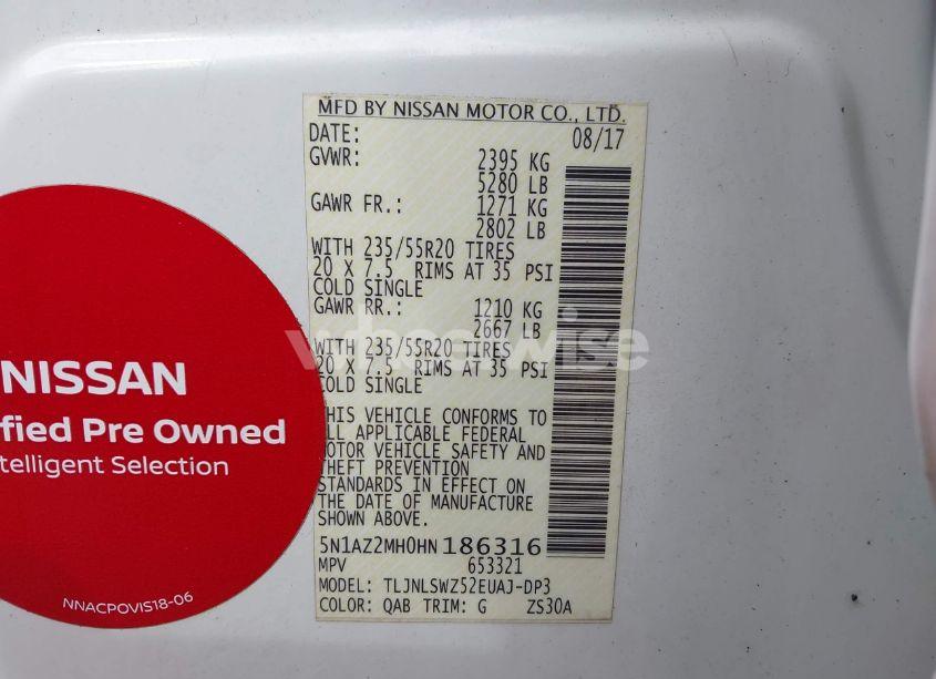 Photo 9 of 2017 Nissan Murano PLATINUM (VIN 5N1AZ2MH0HN186316)