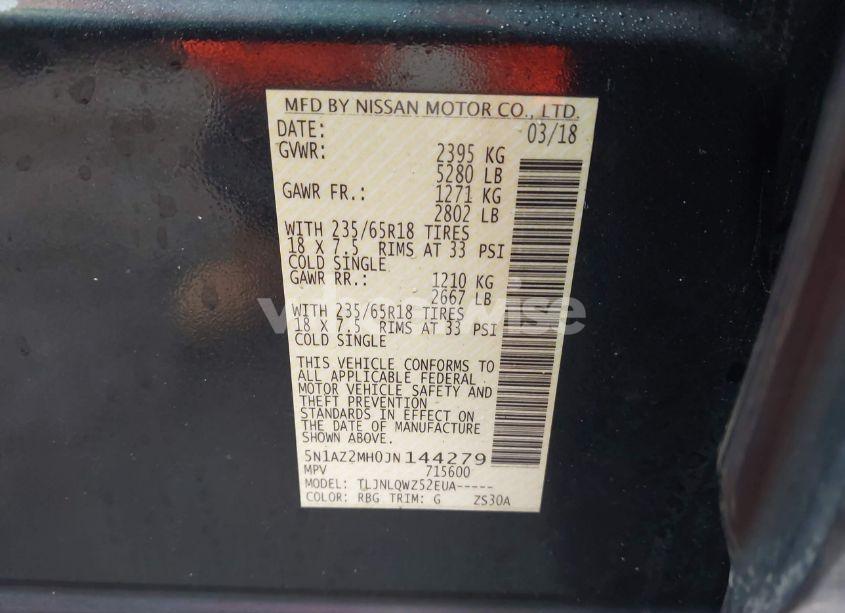 Photo 9 of 2018 Nissan Murano SV (VIN 5N1AZ2MH0JN144279)