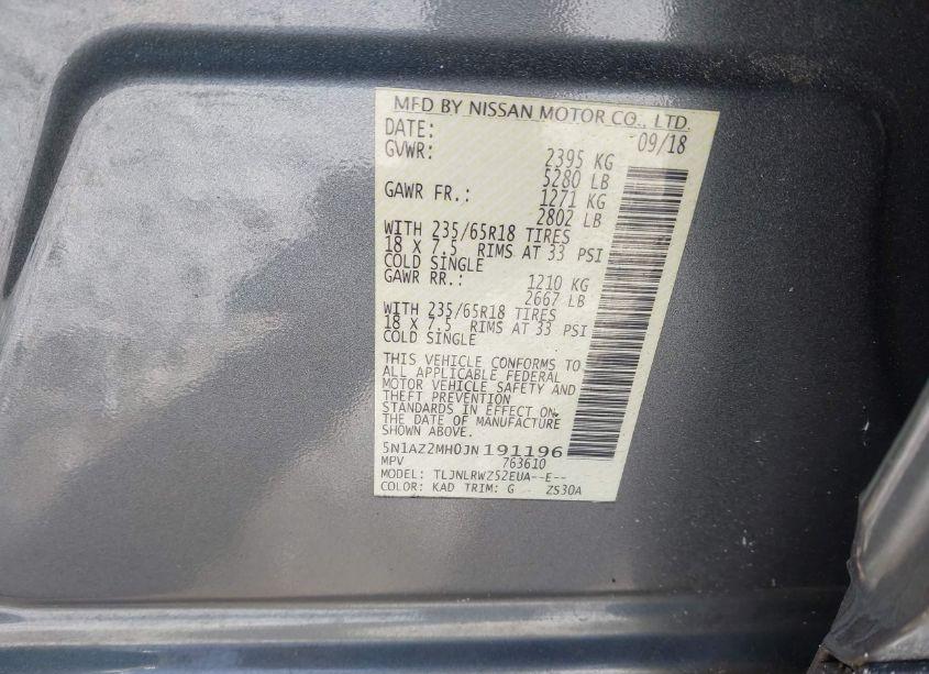 Photo 9 of 2018 Nissan Murano SL (VIN 5N1AZ2MH0JN191196)