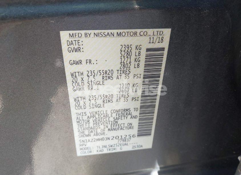 Photo 9 of 2018 Nissan Murano PLATINUM (VIN 5N1AZ2MH0JN201256)