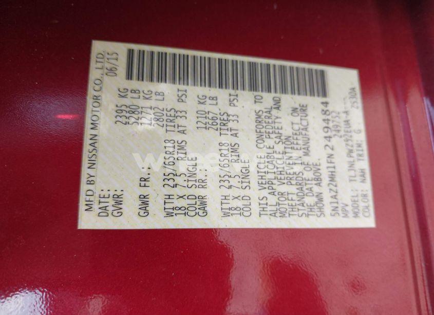 Photo 9 of 2015 Nissan Murano S (VIN 5N1AZ2MH1FN249484)