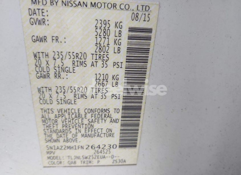 Photo 9 of 2015 Nissan Murano PLATINUM (VIN 5N1AZ2MH1FN264230)