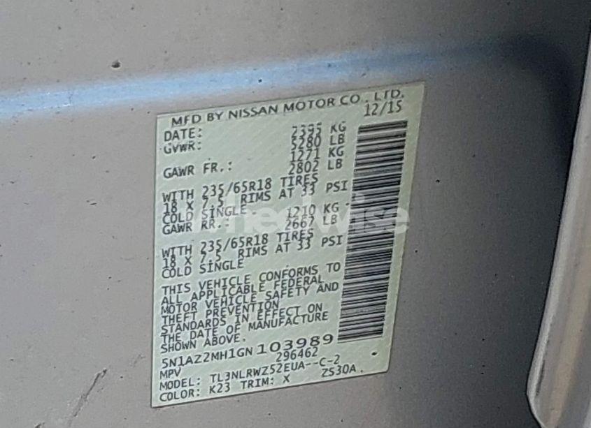 Photo 9 of 2016 Nissan Murano SL (VIN 5N1AZ2MH1GN103989)