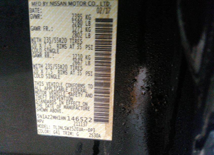 Photo 9 of 2017 Nissan Murano PLATINUM (VIN 5N1AZ2MH1HN146522)