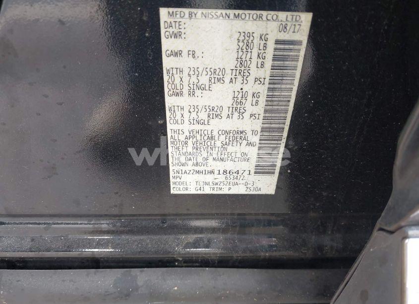 Photo 9 of 2017 Nissan Murano PLATINUM (VIN 5N1AZ2MH1HN186471)