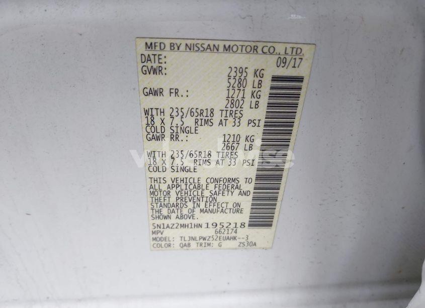 Photo 9 of 2017 Nissan Murano S (VIN 5N1AZ2MH1HN195218)