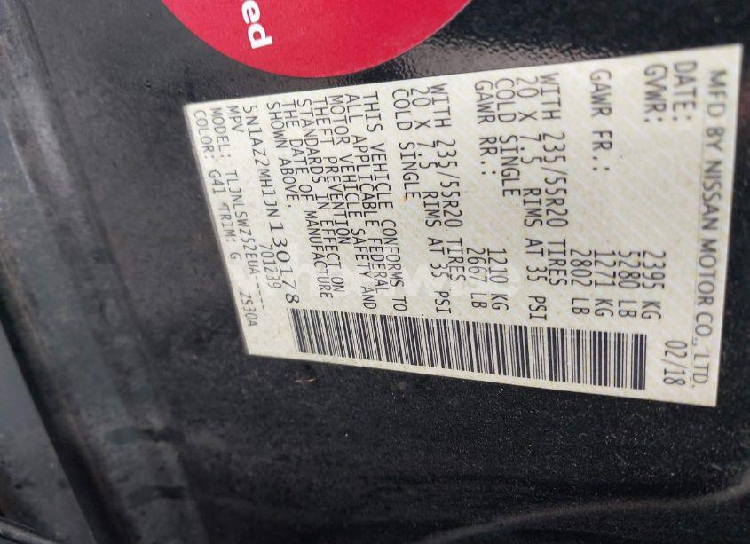 Photo 9 of 2018 Nissan Murano PLATINUM (VIN 5N1AZ2MH1JN130178)