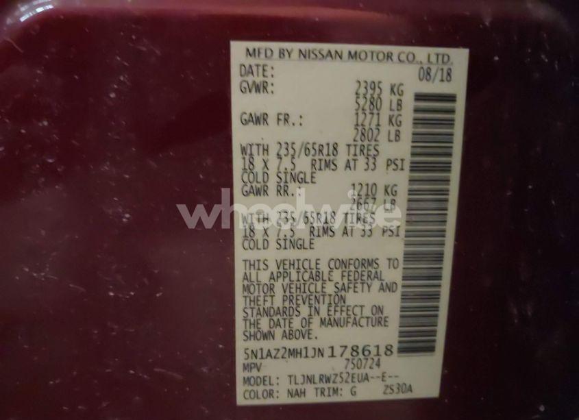 Photo 9 of 2018 Nissan Murano SL (VIN 5N1AZ2MH1JN178618)