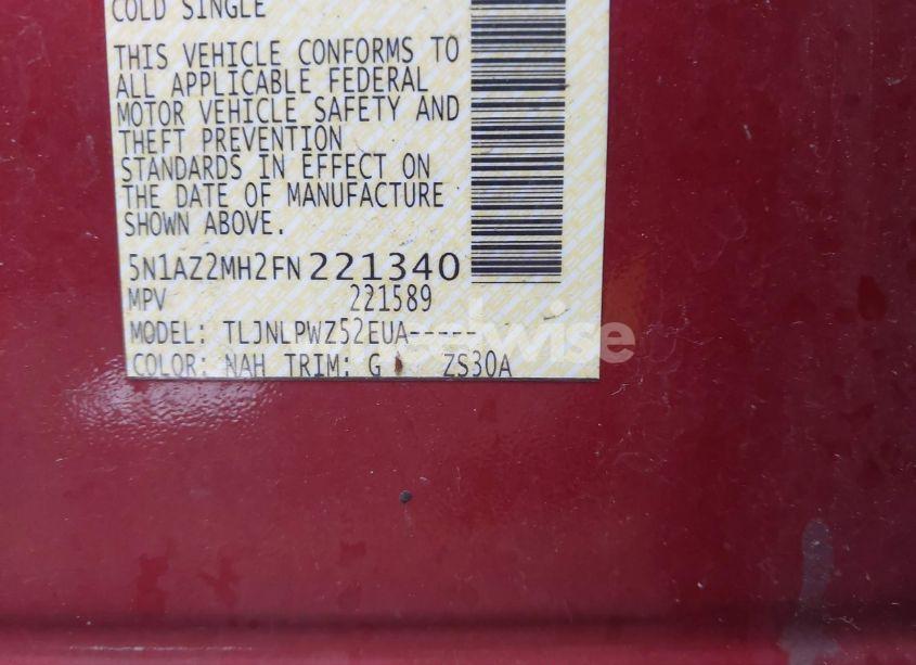 Photo 9 of 2015 Nissan Murano S (VIN 5N1AZ2MH2FN221340)