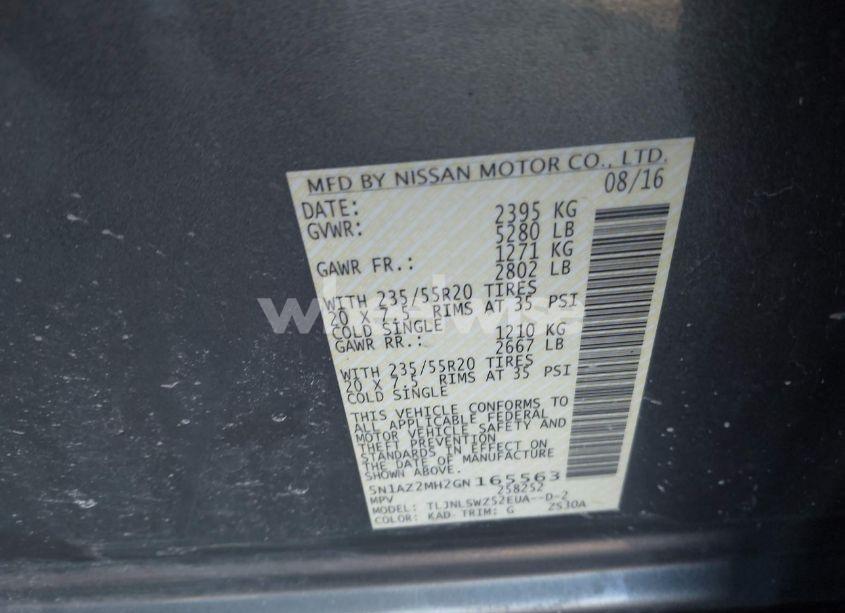 Photo 9 of 2016 Nissan Murano PLATINUM (VIN 5N1AZ2MH2GN165563)