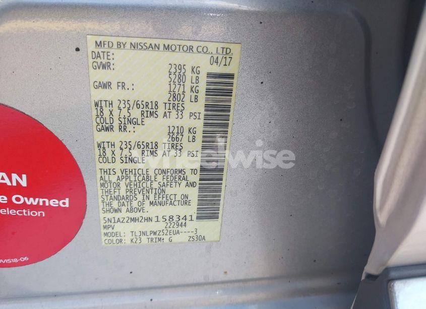 Photo 9 of 2017 Nissan Murano S (VIN 5N1AZ2MH2HN158341)