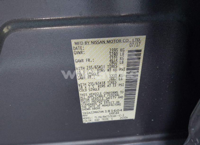 Photo 9 of 2017 Nissan Murano SL (VIN 5N1AZ2MH2HN181604)