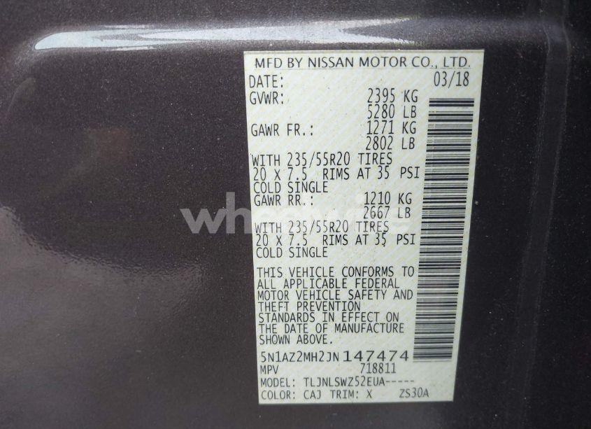 Photo 9 of 2018 Nissan Murano PLATINUM (VIN 5N1AZ2MH2JN147474)