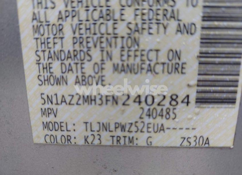 Photo 9 of 2015 Nissan Murano S (VIN 5N1AZ2MH3FN240284)