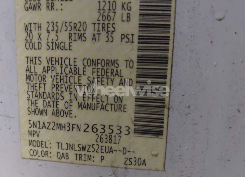 Photo 9 of 2015 Nissan Murano PLATINUM (VIN 5N1AZ2MH3FN263533)