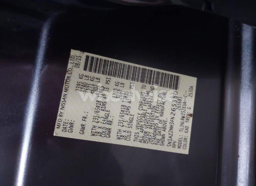 Photo 9 of 2015 Nissan Murano SL (VIN 5N1AZ2MH3FN265380)