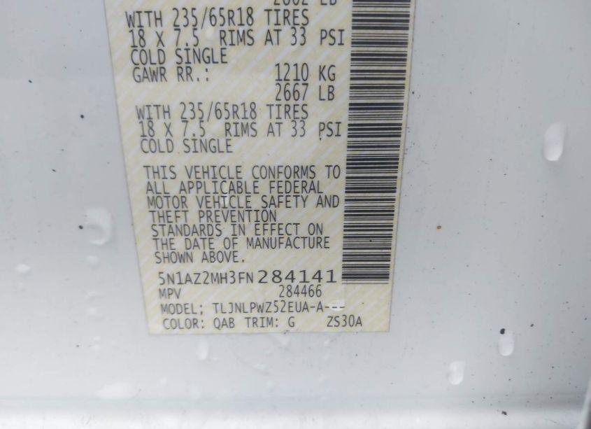 Photo 9 of 2015 Nissan Murano S (VIN 5N1AZ2MH3FN284141)