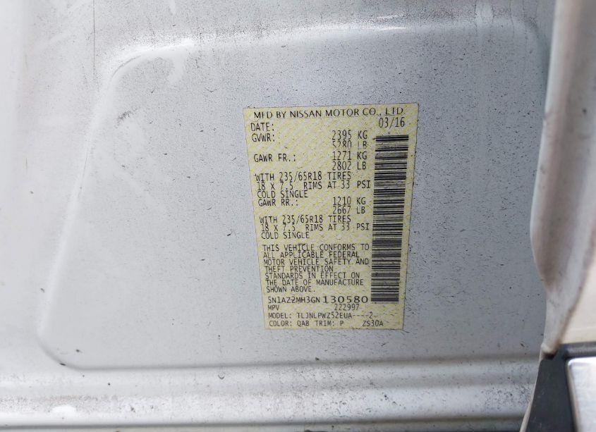 Photo 9 of 2016 Nissan Murano S (VIN 5N1AZ2MH3GN130580)