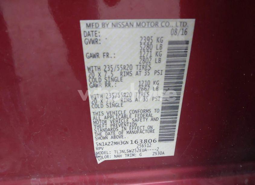 Photo 9 of 2016 Nissan Murano PLATINUM (VIN 5N1AZ2MH3GN163806)