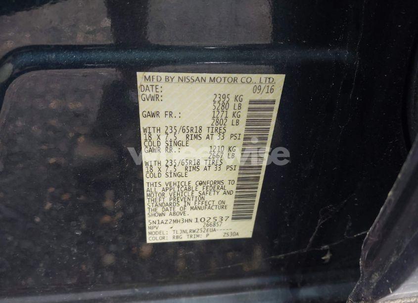 Photo 9 of 2017 Nissan Murano SL (VIN 5N1AZ2MH3HN102537)