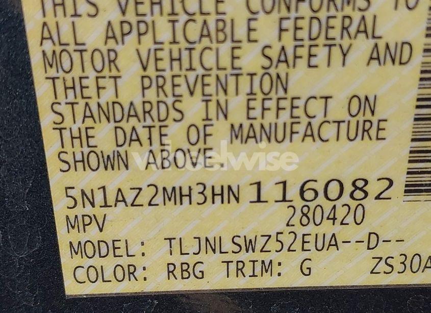 Photo 9 of 2017 Nissan Murano PLATINUM (VIN 5N1AZ2MH3HN116082)