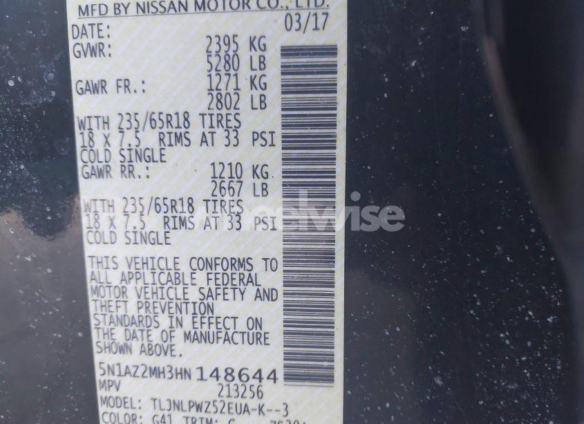 Photo 9 of 2017 Nissan Murano S (VIN 5N1AZ2MH3HN148644)