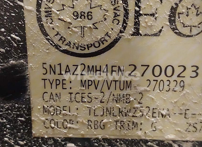 Photo 9 of 2015 Nissan Murano PLATINUM/S/SL/SV (VIN 5N1AZ2MH4FN270023)