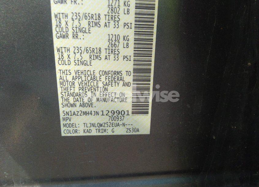 Photo 9 of 2018 Nissan Murano SV (VIN 5N1AZ2MH4JN129901)