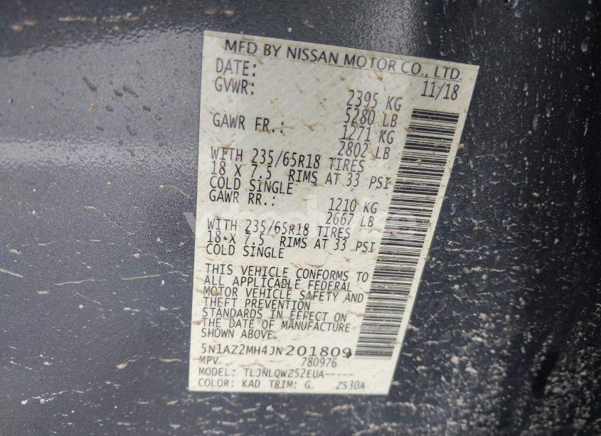 Photo 9 of 2018 Nissan Murano SV (VIN 5N1AZ2MH4JN201809)