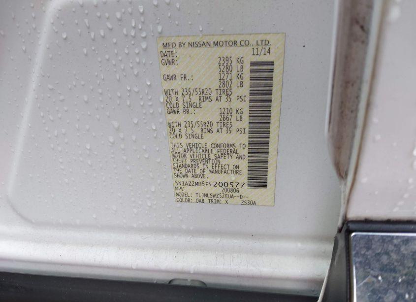 Photo 9 of 2015 Nissan Murano PLATINUM (VIN 5N1AZ2MH5FN200577)