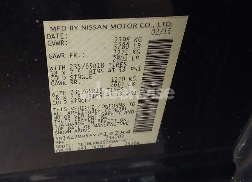 Photo 9 of 2015 Nissan Murano SL (VIN 5N1AZ2MH5FN214284)